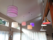 LED lightbulbs can be controlled from a smart phone, and can be set to a variety of colors and intensities. Photo by Parie Hines.